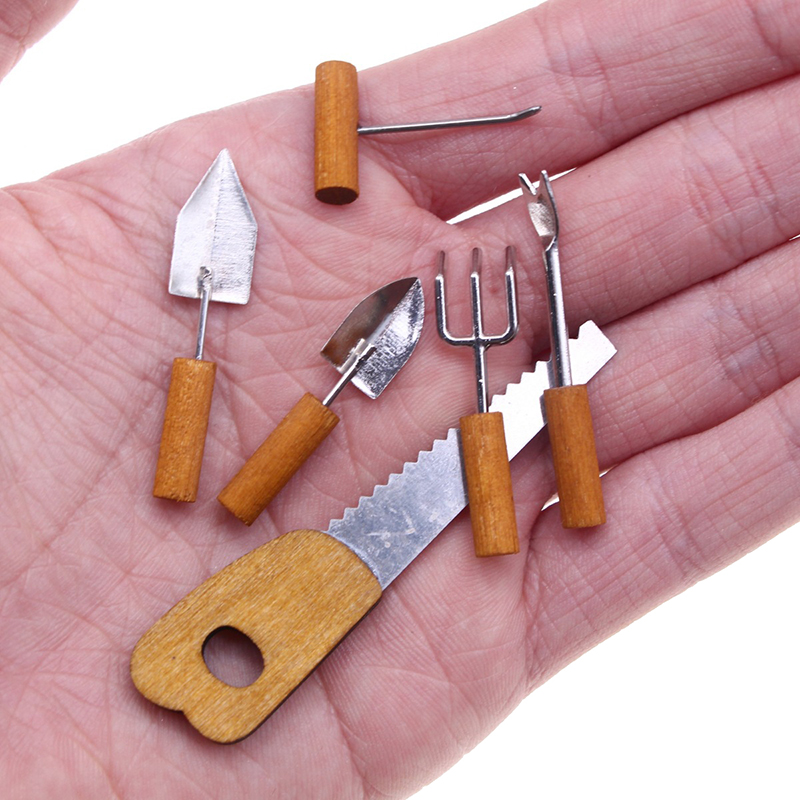 Gardening Tools Kids Set - 6개/세트 인형집 미니어처 시뮬레이션 농기구 1:12