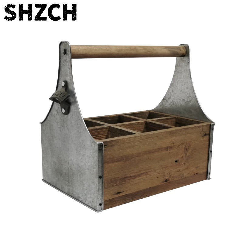 소박한 나무 & 금속 수납 캐디(손잡이 포함), 병,  - Gardening Tools Vintage 리뷰 및 가격