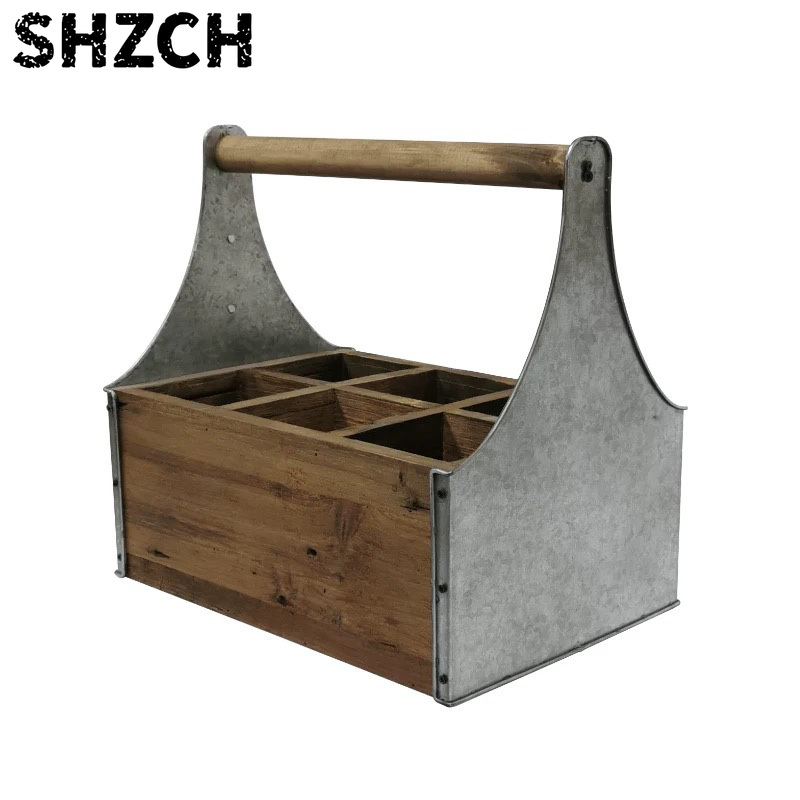 소박한 나무 & 금속 수납 캐디(손잡이 포함), 병,  - Gardening Tools Vintage 리뷰 및 가격