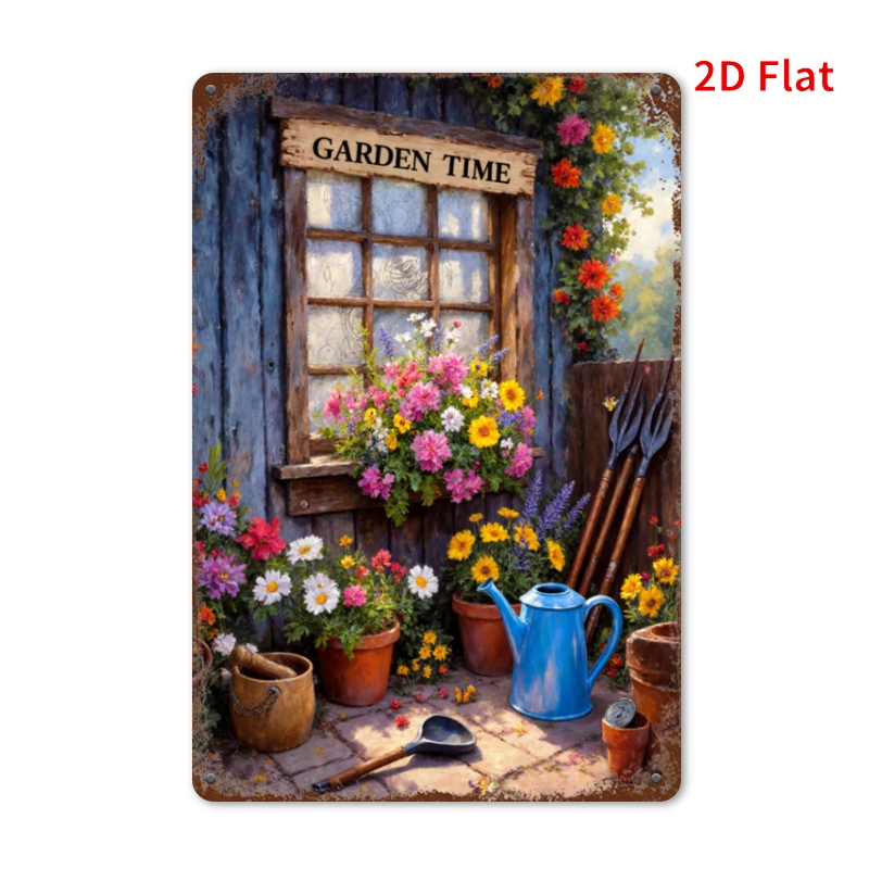 가든 타임 빈티지 꽃무늬 창문 정원 도구 금속 틴 사인 - Gardening Tools Vintage 리뷰 및 가격