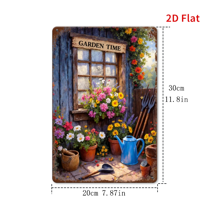 가든 타임 빈티지 꽃무늬 창문 정원 도구 금속 틴 사인 - Gardening Tools Vintage 리뷰 및 가격