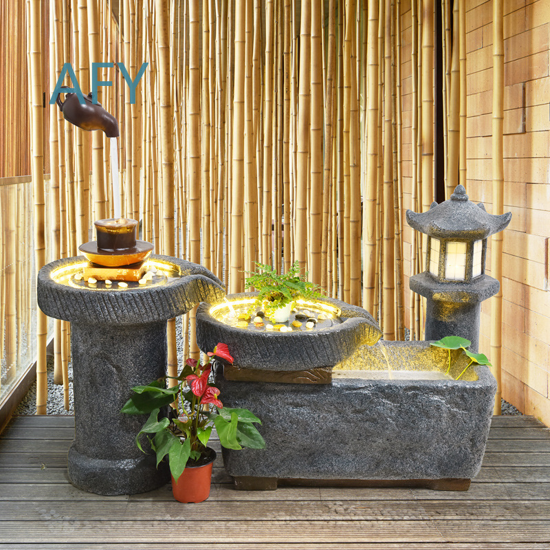 일본식 석가산 분수 가습기, 발코니 물고기 연못 조경  - Gardening Hand Tools Japanese 리뷰 및 가격