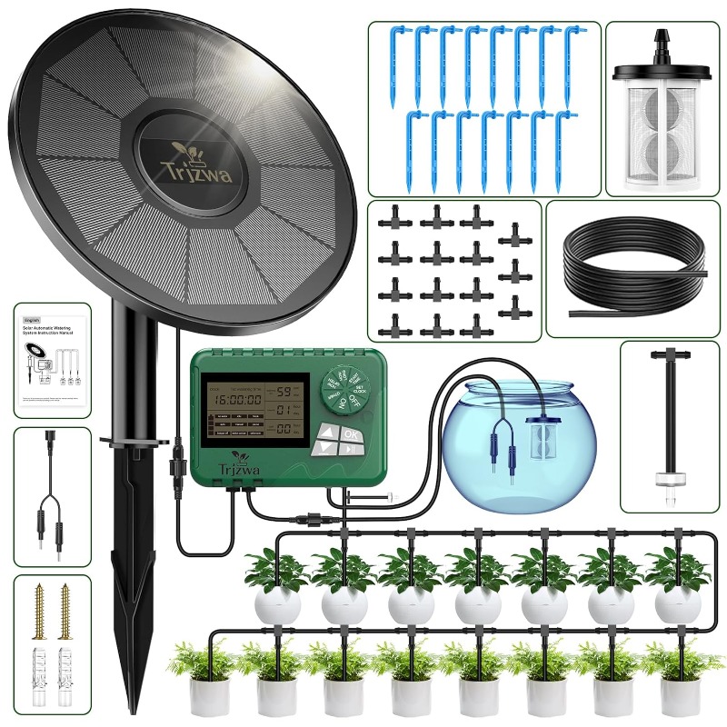 태양 관개 장비 자동 타이머가 있는 화분에 심은 식물용 - Automatic Plant Waterer 리뷰 및 가격