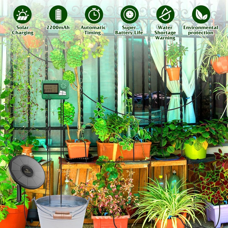 태양 관개 장비 자동 타이머가 있는 화분에 심은 식물용 - Automatic Plant Waterer 리뷰 및 가격