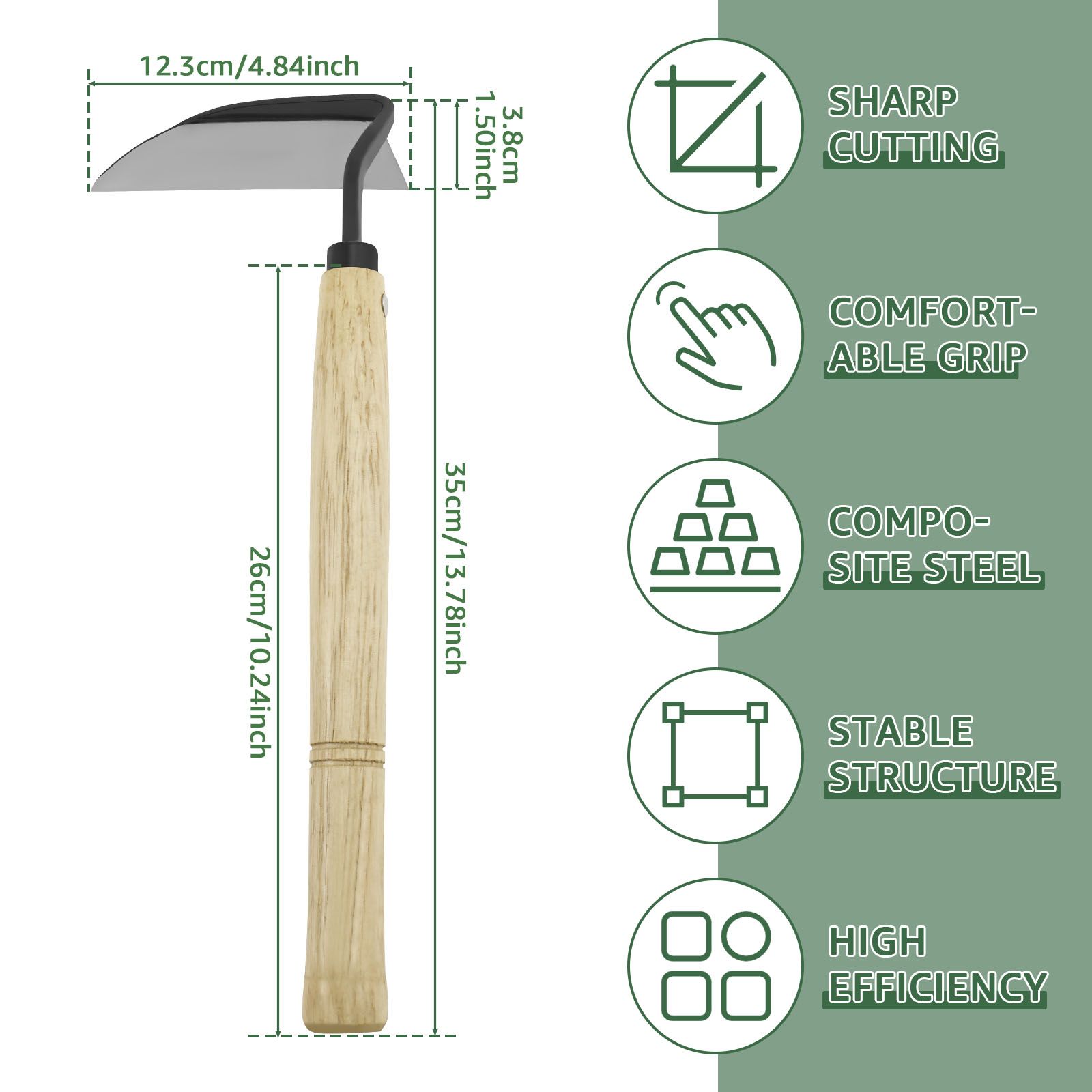 일본 잡초 낫 나무 손잡이 잡초 제거제 복합 강철 블레 - Gardening Hand Tools Japanese 리뷰 및 가격