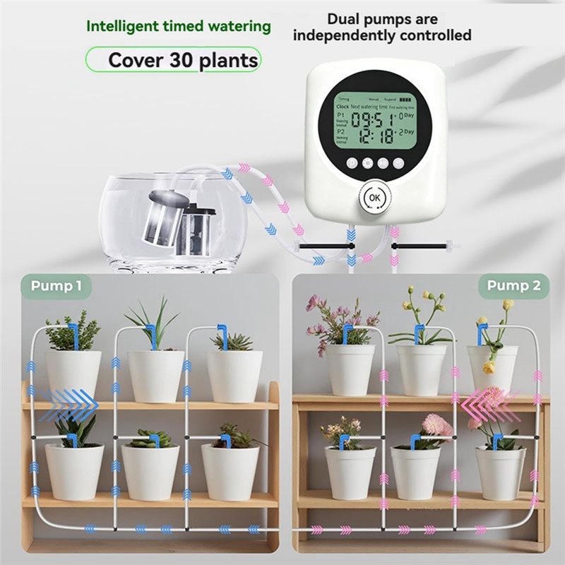 ALIM-30개 화분용 이중 펌프 자동 급수기, 휴가용 - Automatic Plant Waterer 리뷰 및 가격