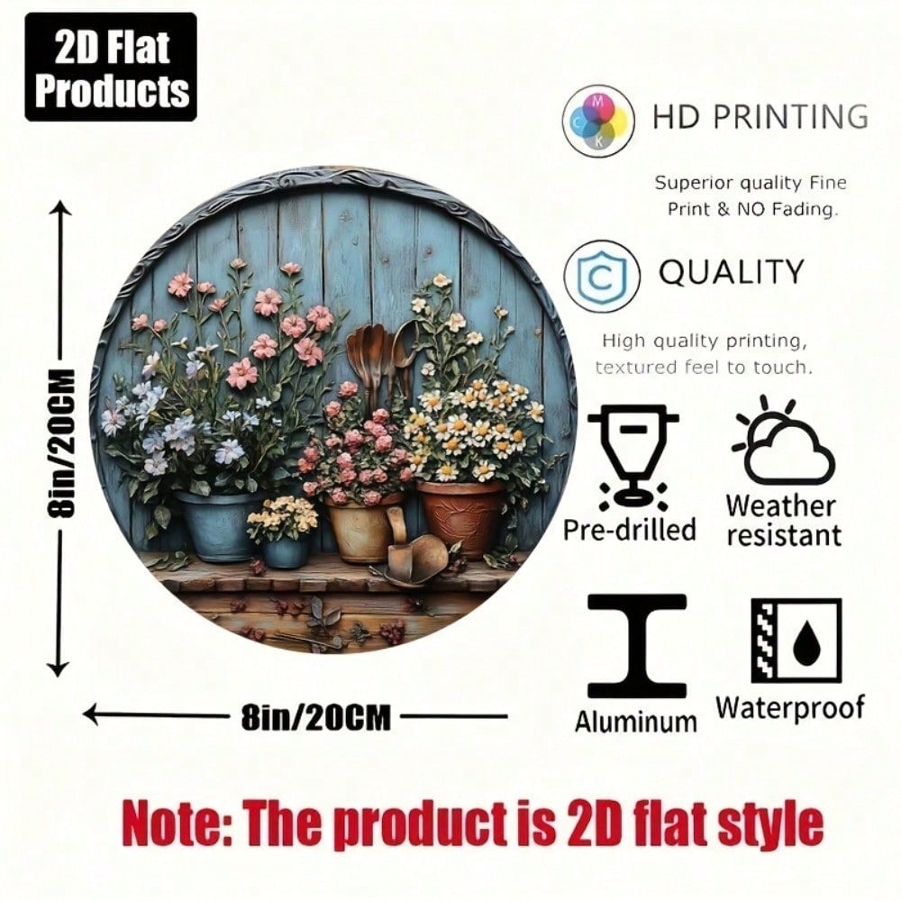 빈티지 원형 알루미늄 벽 장식, 소박한 스타일의 8X8 - Gardening Tools Vintage 리뷰 및 가격