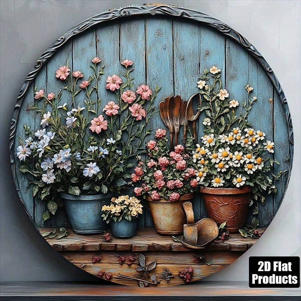 빈티지 원형 알루미늄 벽 장식, 소박한 스타일의 8X8 - Gardening Tools Vintage 리뷰 및 가격