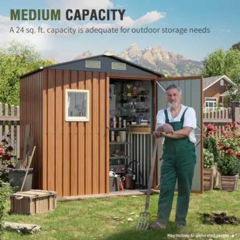 야외용 창고 6x4피트, 잠금 가능한 금속 정원 창고  - Gardening Tools 리뷰 및 가격