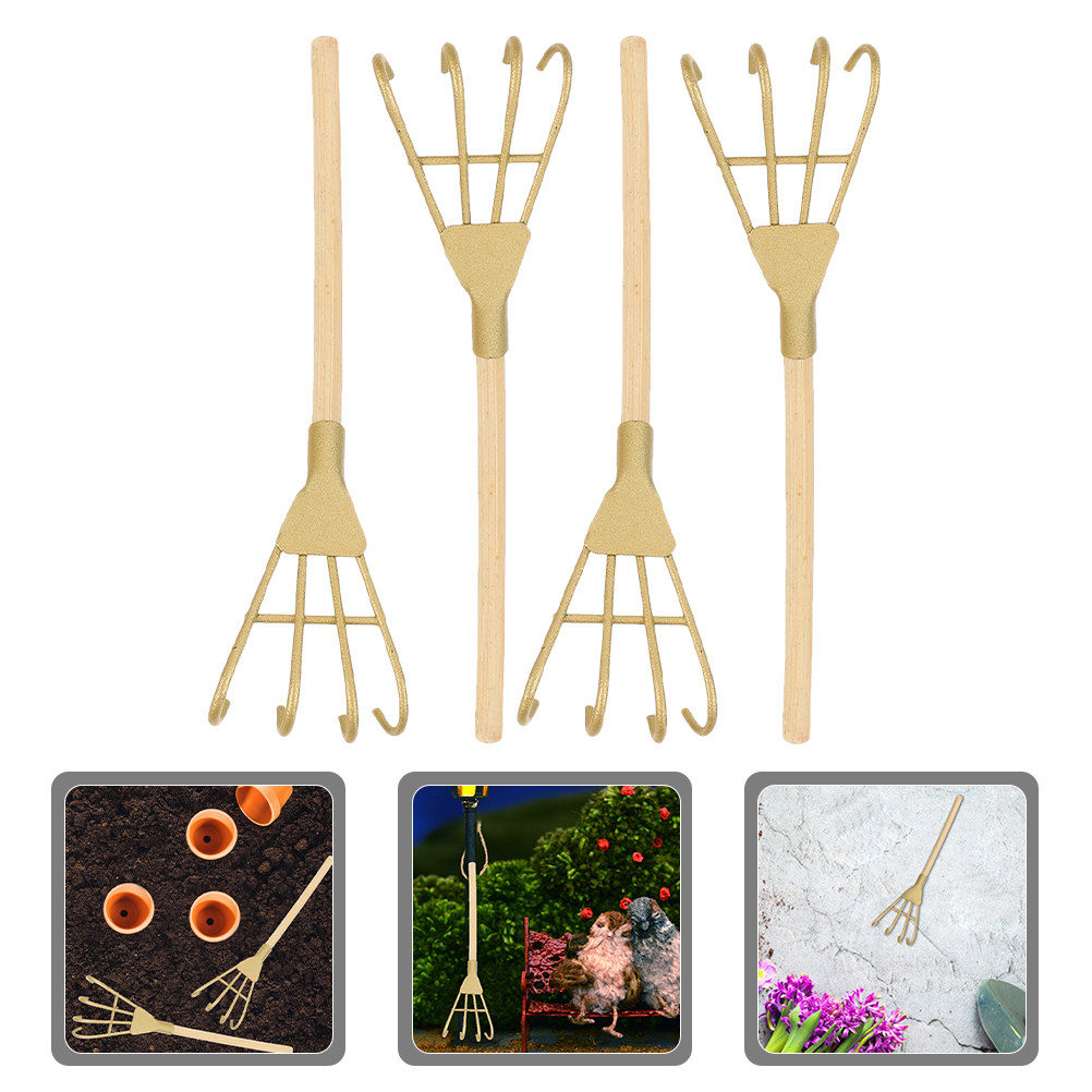 5개입, 금색 철제 미니 갈퀴 장식, 작은 크기의 홈  - Gardening Tools Vintage 리뷰 및 가격