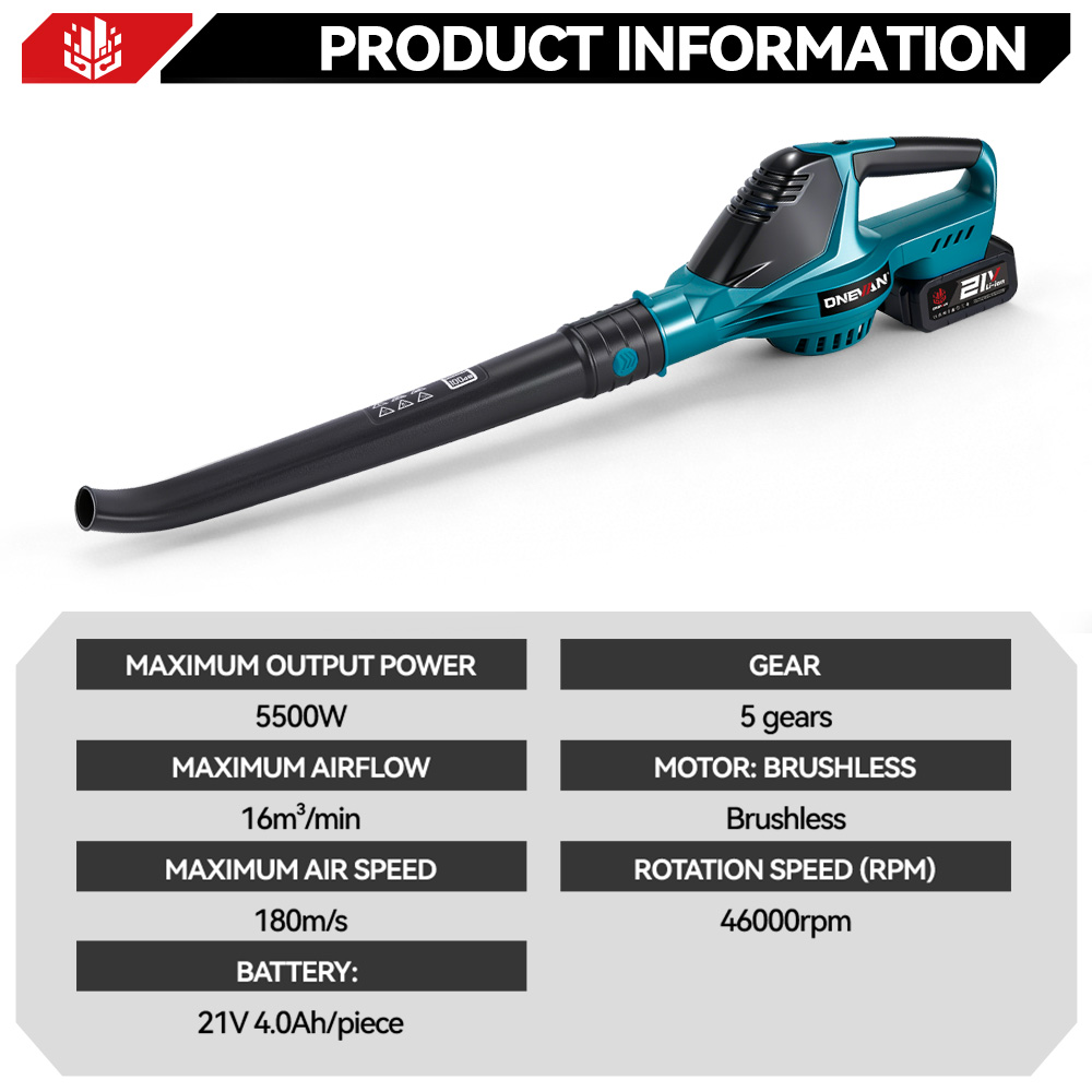 ​ ONEVAN 5500W 브러시리스 전기 에어 블로워 - Gardening Tools Battery Powered 리뷰 및 가격